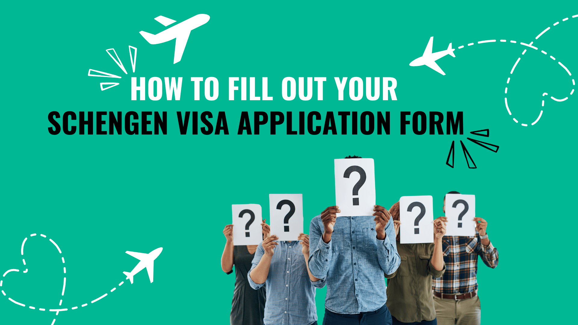 Schengen visa application form with a passport, pen, and travel documents on a desk